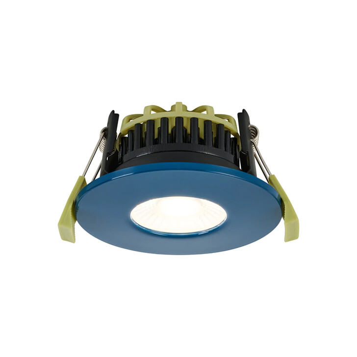 Idolite Imre 4/6/8W: Triac Dimmable 4CCT LED Fire Rated Downlight: Ocean Blue Fascia: Cut Out: 70mm: 400/600/800lm: 60 Deg: IP65 DRIVER INC. 5yrs Wrnty