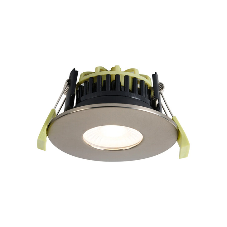 Idolite Imre 4/6/8W: Triac Dimmable 4CCT LED Fire Rated Downlight: Satin Nickel Fascia: Cut Out: 70mm: 400/600/800lm: 60 Deg: IP65 DRIVER INC. 5yrs Wrnty