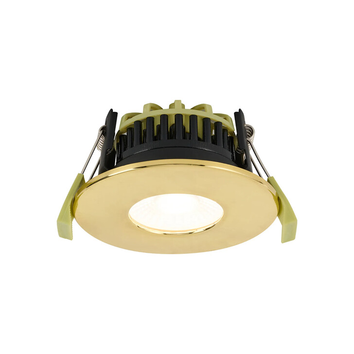 Idolite Imre 4/6/8W: Triac Dimmable 4CCT LED Fire Rated Downlight: With Brass Fascia: Cut Out: 70mm: 400/600/800lm: 60 Deg: IP65 DRIVER INC.: 5yrs Wrnty