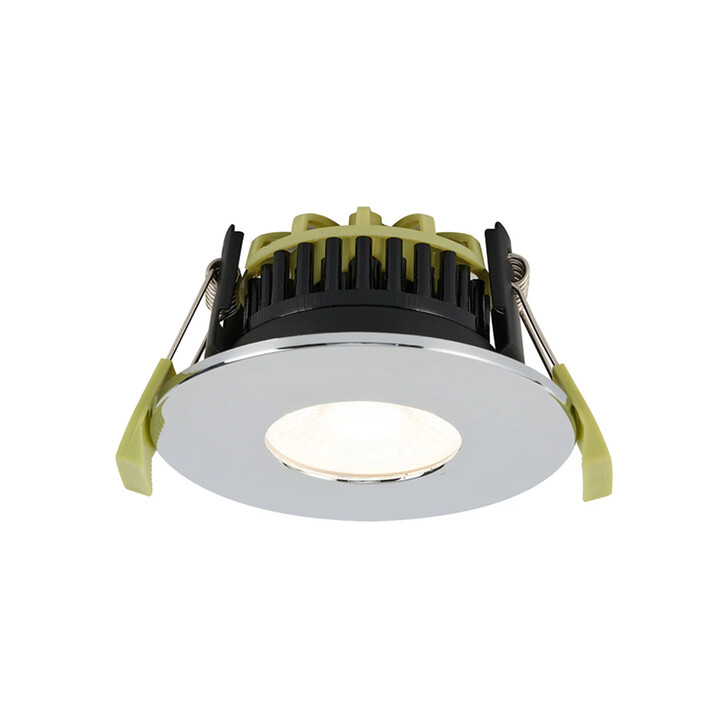 Idolite Imre 4/6/8W: Triac Dimmable 4CCT LED Fire Rated Downlight: With Chrome Fascia: Cut Out: 70mm: 400/600/800lm: 60 Deg: IP65 DRIVER INC.: 5yrs Wrnty