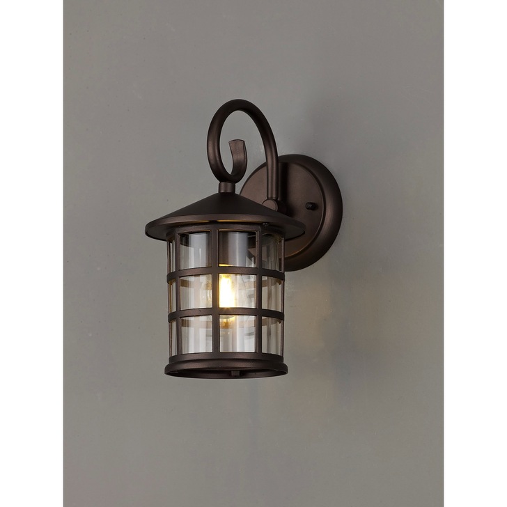 Idolite Jada Antique Bronze Finish Exterior Wall Light C/W Clear Glass - IP44