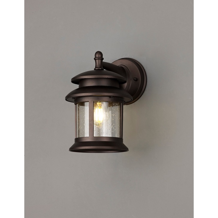 Idolite Jada Antique Bronze Finish Exterior Wall Light C/W Clear Seeded Glass - IP44