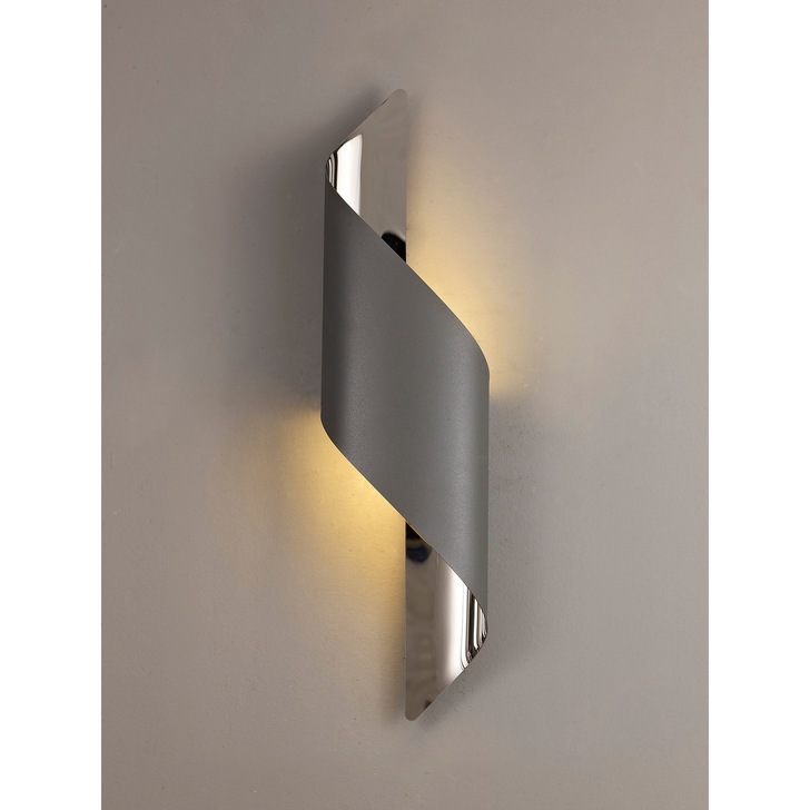 Idolite Kenton Anthracite/Polished Chrome Large LED Wall Light - 3000K