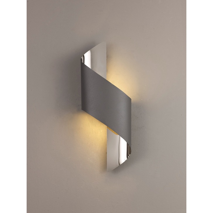 Idolite Kenton Anthracite/Polished Chrome LED Wall Light - 3000K