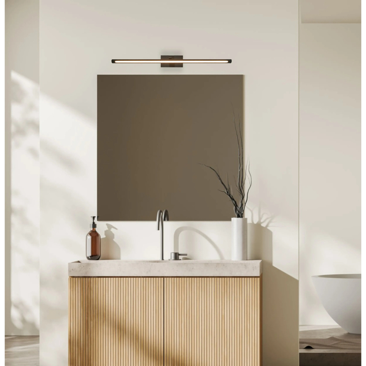 Idolite Killian 67.5cm Black Over Mirror Bathroom Wall Light - 12W LED, 3000K, IP44
