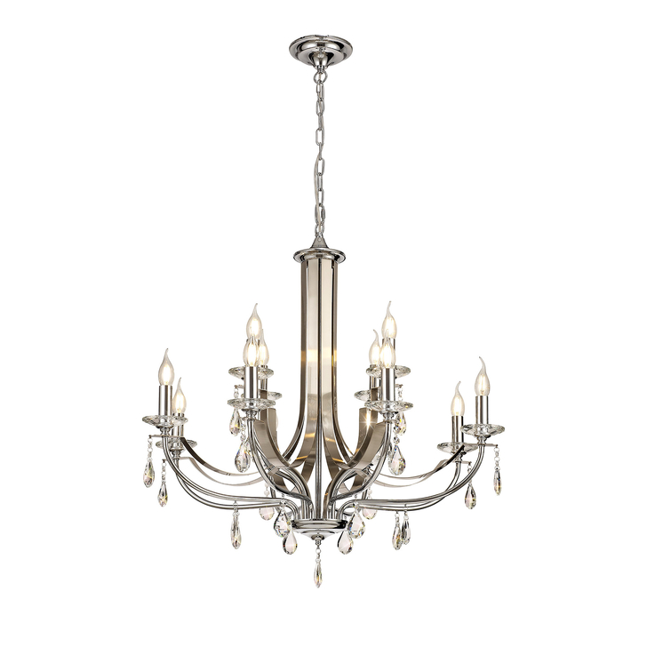 Idolite Kunlun Polished Chrome Finish 12 Light Crystal Chandelier