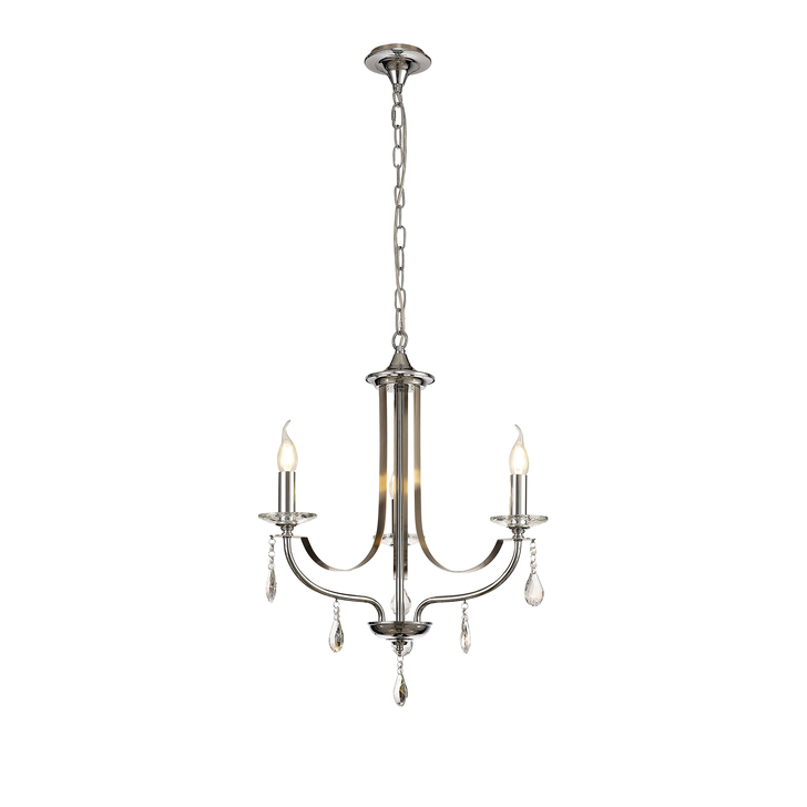 Idolite Kunlun Polished Chrome Finish 3 Light Crystal Chandelier