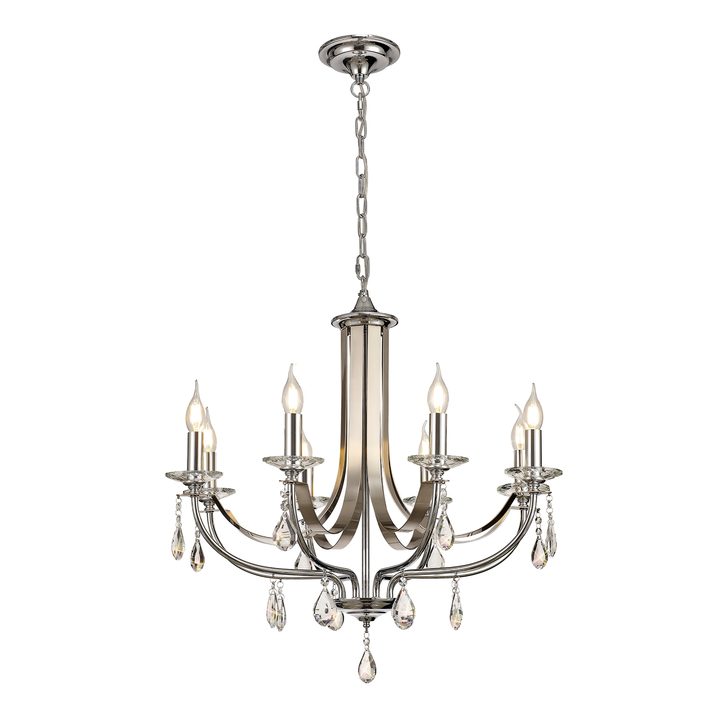 Idolite Kunlun Polished Chrome Finish 8 Light Crystal Chandelier