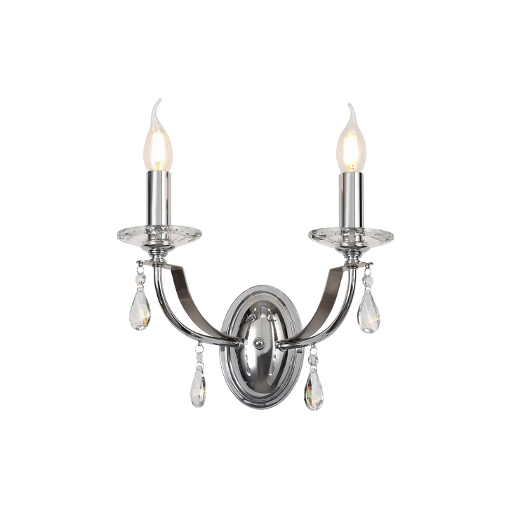 Idolite Kunlun Polished Chrome Finish Double Crystal Wall Light