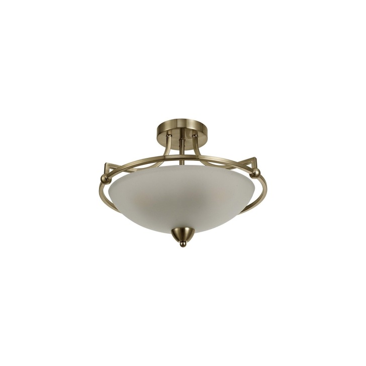 Idolite Lepontine Antique Brass 3 Light Semi Flush Ceiling Light