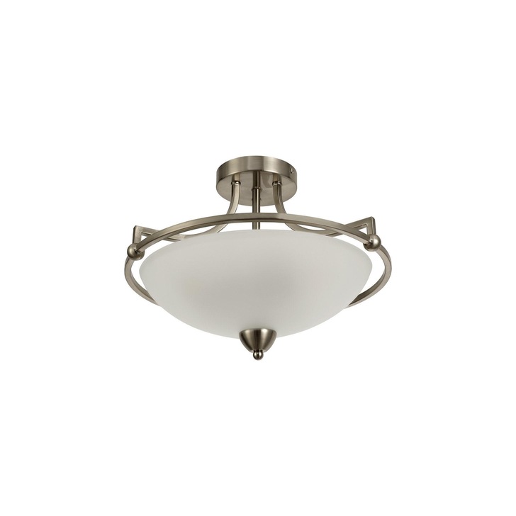 Idolite Lepontine Satin Nickel Finish 3 Light Semi Flush Ceiling Light