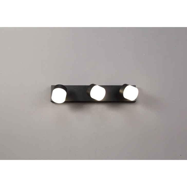 Idolite Licancabur Sand Black 3 Light LED Bathroom Wall Spotlight - IP44, 4000K