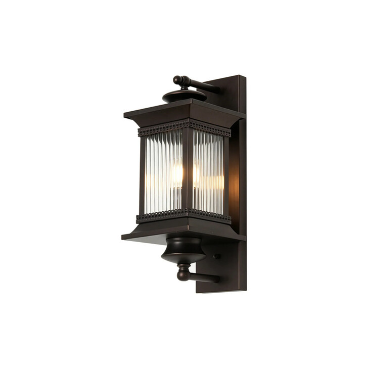 Idolite Lichfield Oil Rubbed Brass Finish Exterior Wall Light Complete With Clear Lined Glass - IP54