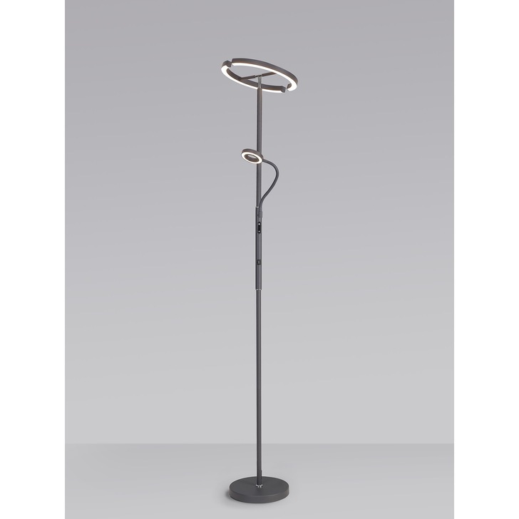 Idolite Mayor Dark Grey 2 Light Adjustable Led Floor Lamp C/W Remote Control - 3000K-6000K