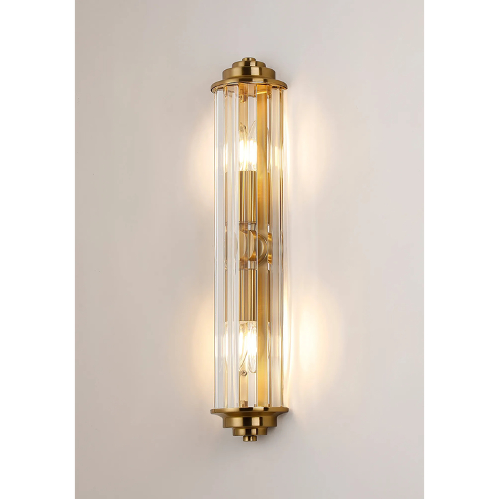 Idolite Million 2 Light Gold Finish Crystal Bathroom Wall Light - IP44