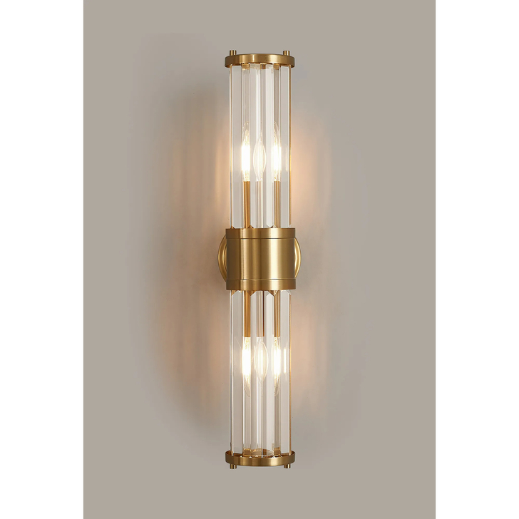 Idolite Million 2 Light Gold Finish Up And Down Crystal Bathroom Wall Light - IP44