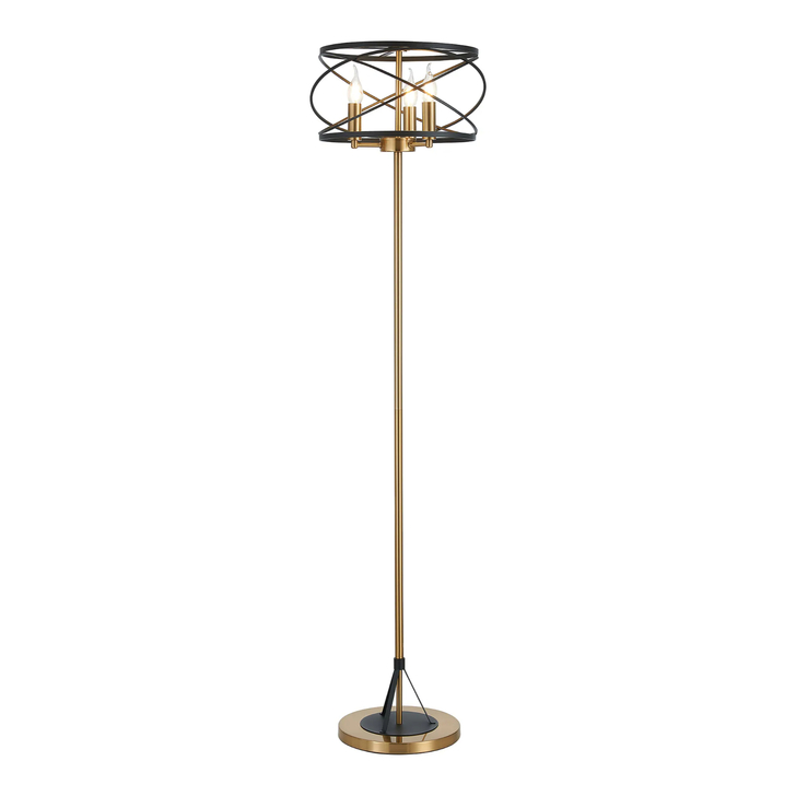 Idolite Monument 3 Light Floor Lamp Black/Satin Gold