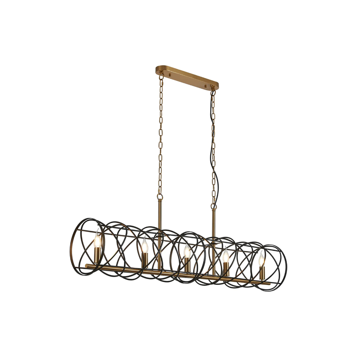 Idolite Monument 5 Light Linear Bar Pendant Black/Satin Gold