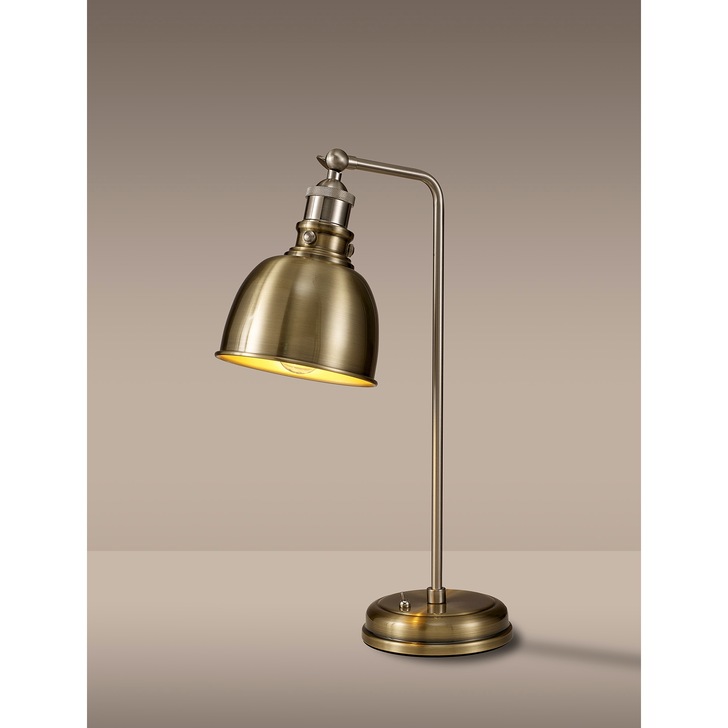 Idolite Musala Antique Brass Adjustable Table Lamp With Satin Nickel & Gold Detailing