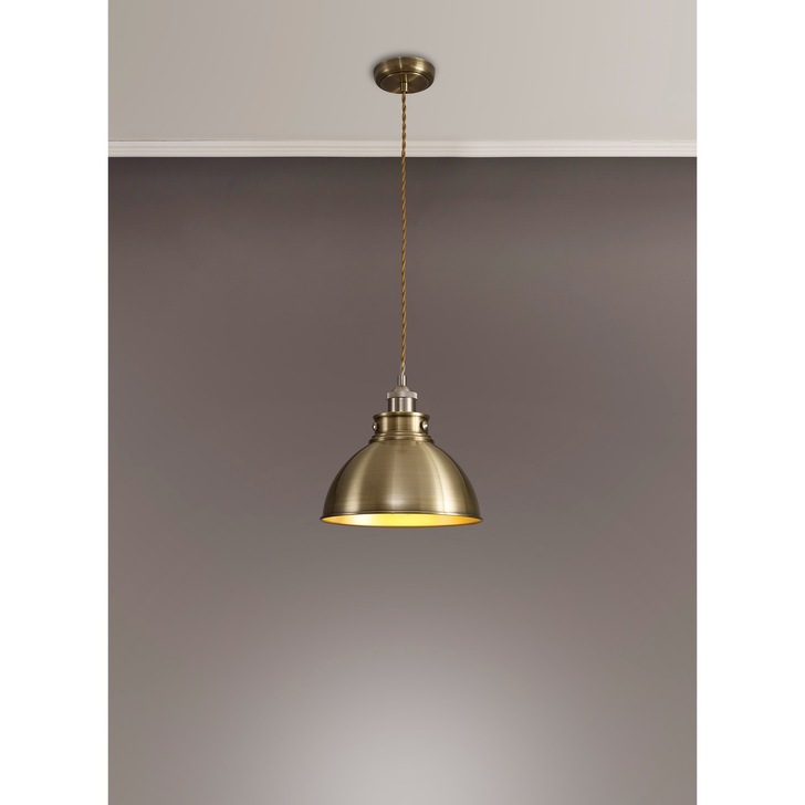 Idolite Musala Antique Brass Medium Single Pendant Light With Satin Nickel & Gold Detailing