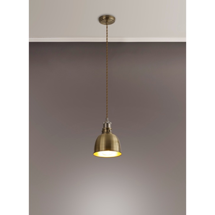 Idolite Musala Antique Brass Small Single Pendant Light With Satin Nickel & Gold Detailing