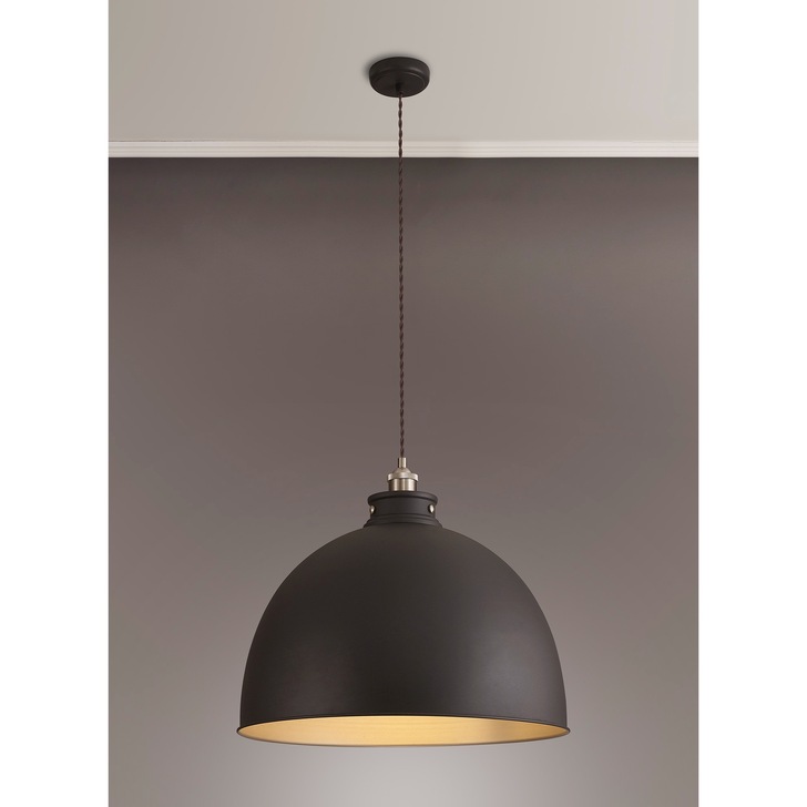 Idolite Musala Graphite Extra Large Single Pendant Light With Satin Nickel & Silver Detailing