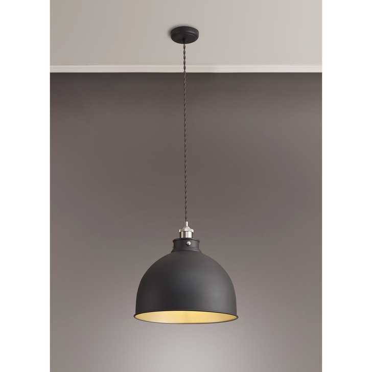 Idolite Musala Graphite Large Single Pendant Light With Satin Nickel & Silver Detailing