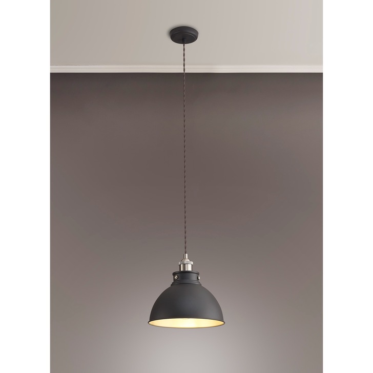 Idolite Musala Graphite Medium Single Pendant Light With Satin Nickel & Silver Detailing