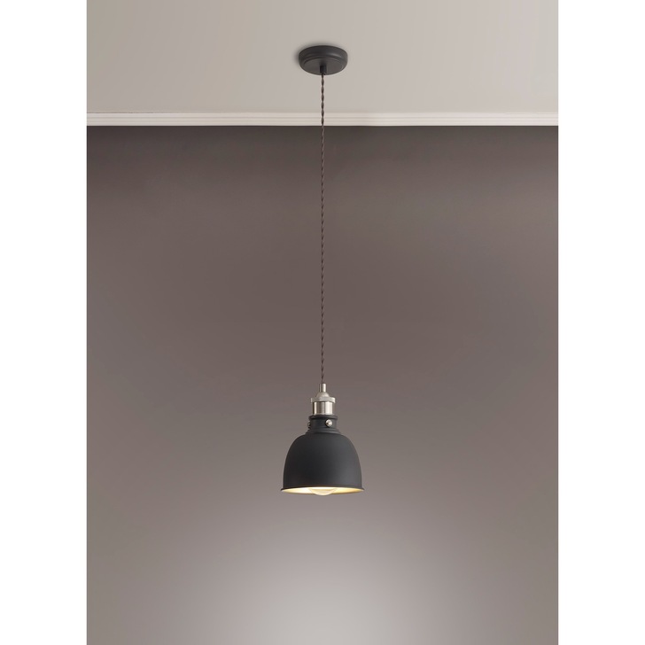 Idolite Musala Graphite Small Single Pendant Light With Satin Nickel & Silver Detailing