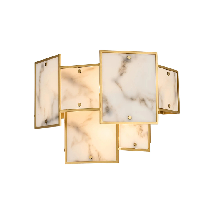 Idolite Natron Switched Wall Light Faux Alabaster: 2 x E14: Gold/Grey