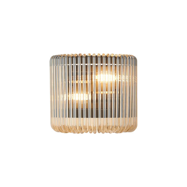 Idolite Nuboda 22 x 12cm 2 Light Small Wall Light Black With Smoke Brown Glass Rods