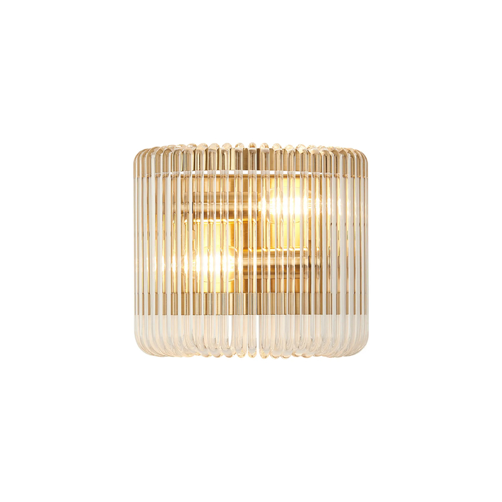 Idolite Nuboda 22 x 12cm 2 Light Small Wall Light Brass With Clear Glass Rods