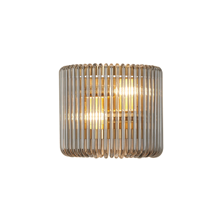 Idolite Nuboda 22 x 12cm 2 Light Small Wall Light Brass With Smoke Glass Rods