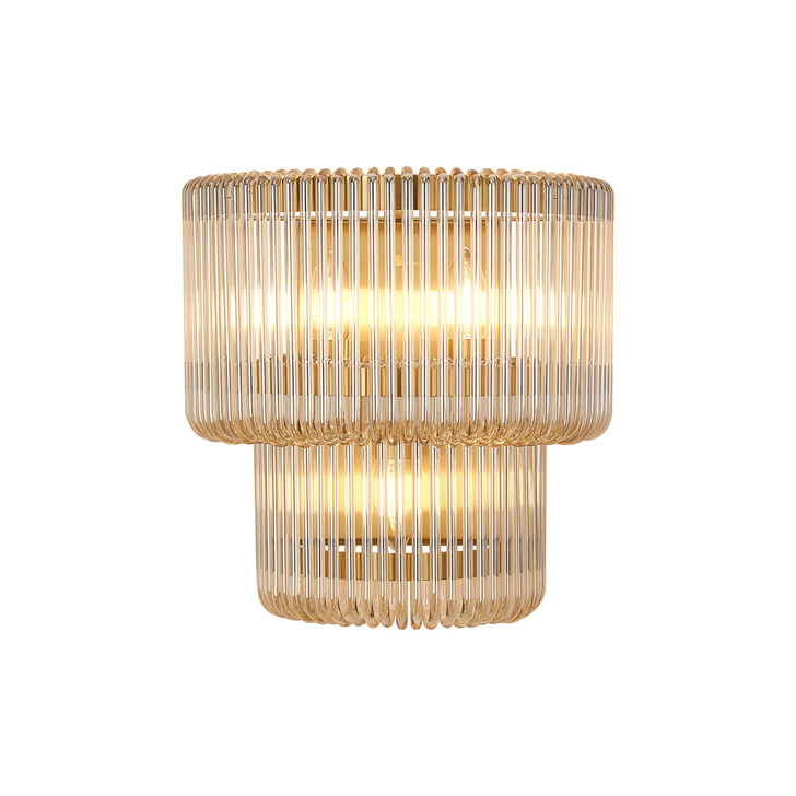 Idolite Nuboda 32 x 18cm 3 Light Large Wall Light Brass With Smoke Brown Glass Rods