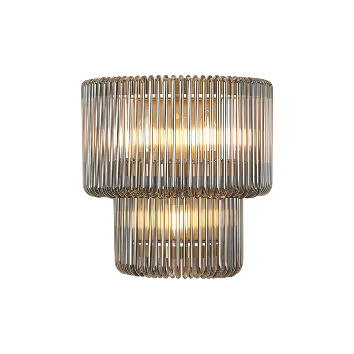 Idolite Nuboda 32 x 18cm 3 Light Large Wall Light Brass With Smoke Glass Rods