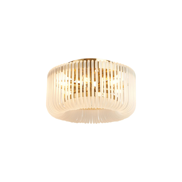 Idolite Nuboda 40cm 6 Light Flush Brass Finish Ceiling Light Complete With Frosted Glass Rods