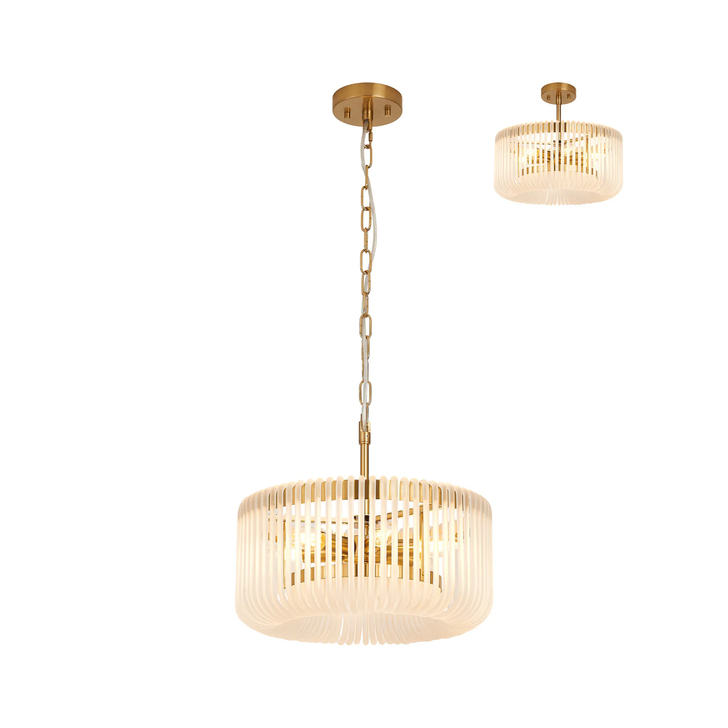 Idolite Nuboda 40cm 6 Light Pendant In Brass Ceiling Light Complete With Frosted Glass Rods