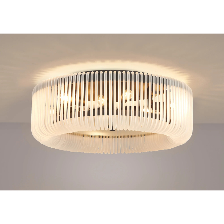 Idolite Nuboda 60cm Large 9 Light Flush Black Ceiling Light Complete With Frosted Glass Rods