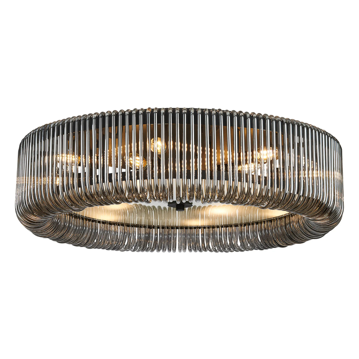 Idolite Nuboda 78cm Extra Large 12 Light Flush Black Ceiling Light Complete With Smoke Glass Rods