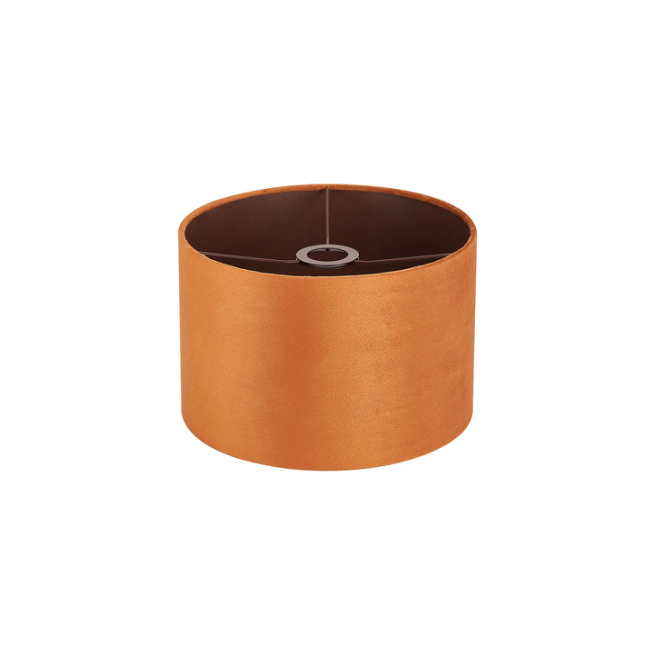 Idolite Nuvola 30cm Round Burnt Orange Velvet Shade With Copper Paper Lining And Copper Finish Carrier