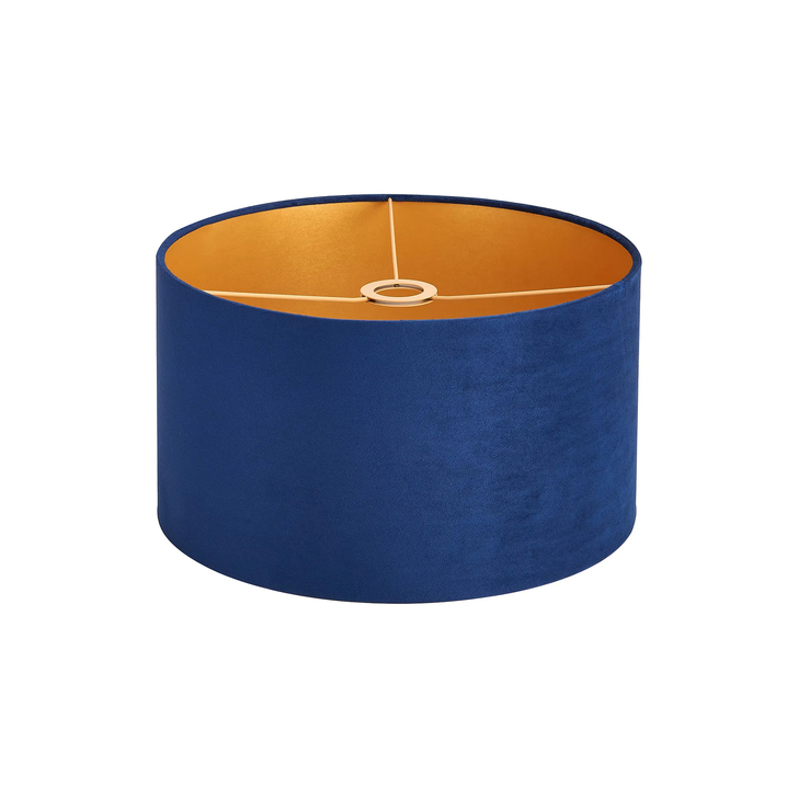 Idolite Nuvola 40cm Round Navy Velvet Shade With Gold Paper Lining And Gold Finish Carrier