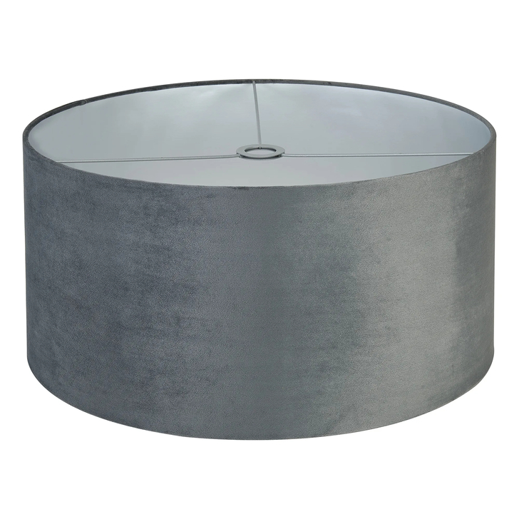 Idolite Nuvola 60cm Round Dark Grey Velvet Shade With Silver Paper Lining And Silver Finish Carrier