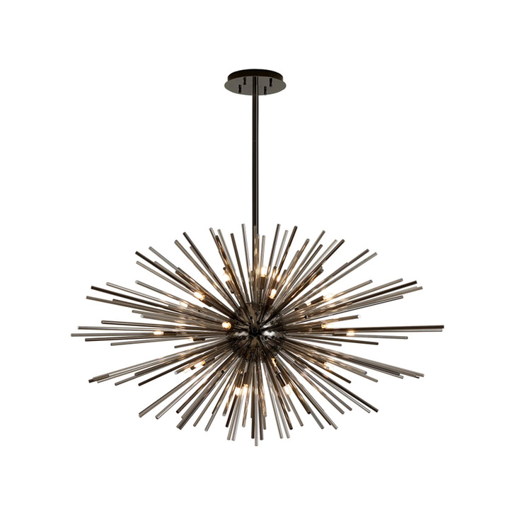 Idolite Ohird 100cm Black Chrome And Smoke 24 Light Horizontal Sputnik Glass Pendant Light