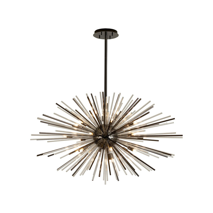 Idolite Ohird 110cm Black Chrome And Clear 24 Light Horizontal Sputnik Glass Pendant Light