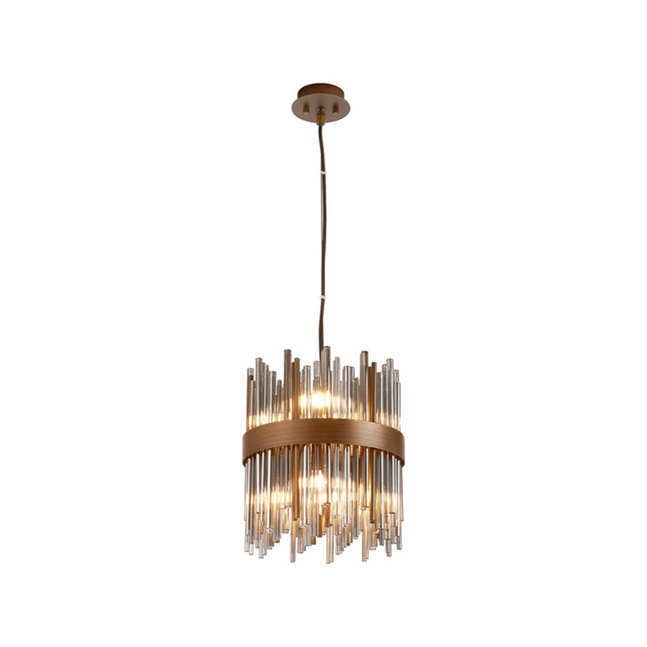 Idolite Ohird 26cm Painted Matt Bronze And Smoke 6 Light Round Glass Pendant Light