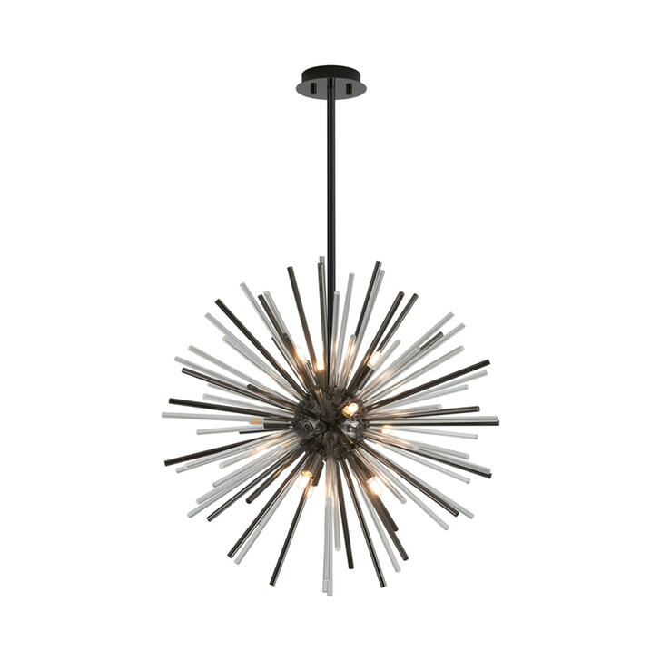 Idolite Ohird 55cm Black Chrome And Clear 18 Light Sputnik Glass Pendant Light