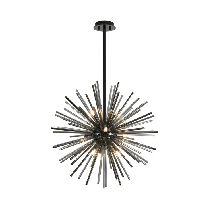 Idolite Ohird 55cm Black Chrome And Smoke 18 Light Sputnik Glass Pendant Light