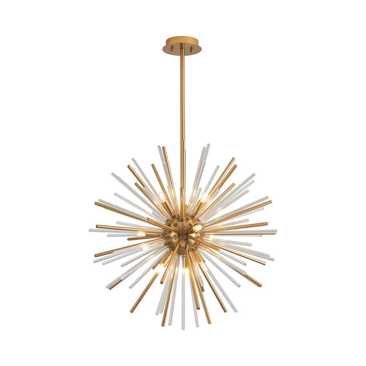 Idolite Ohird 55cm Brass Chrome And Clear 18 Light Sputnik Glass Pendant Light