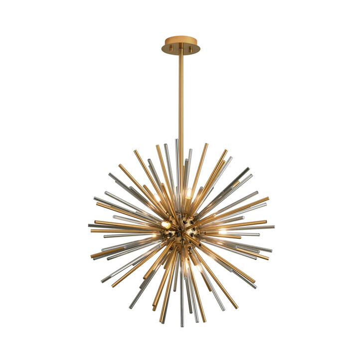 Idolite Ohird 55cm Brass Chrome And Smoke 18 Light Sputnik Glass Pendant Light