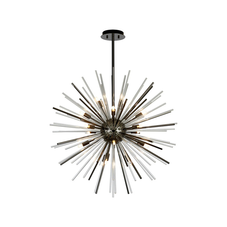 Idolite Ohird 75cm Black Chrome And Clear 18 Light Sputnik Glass Pendant Light